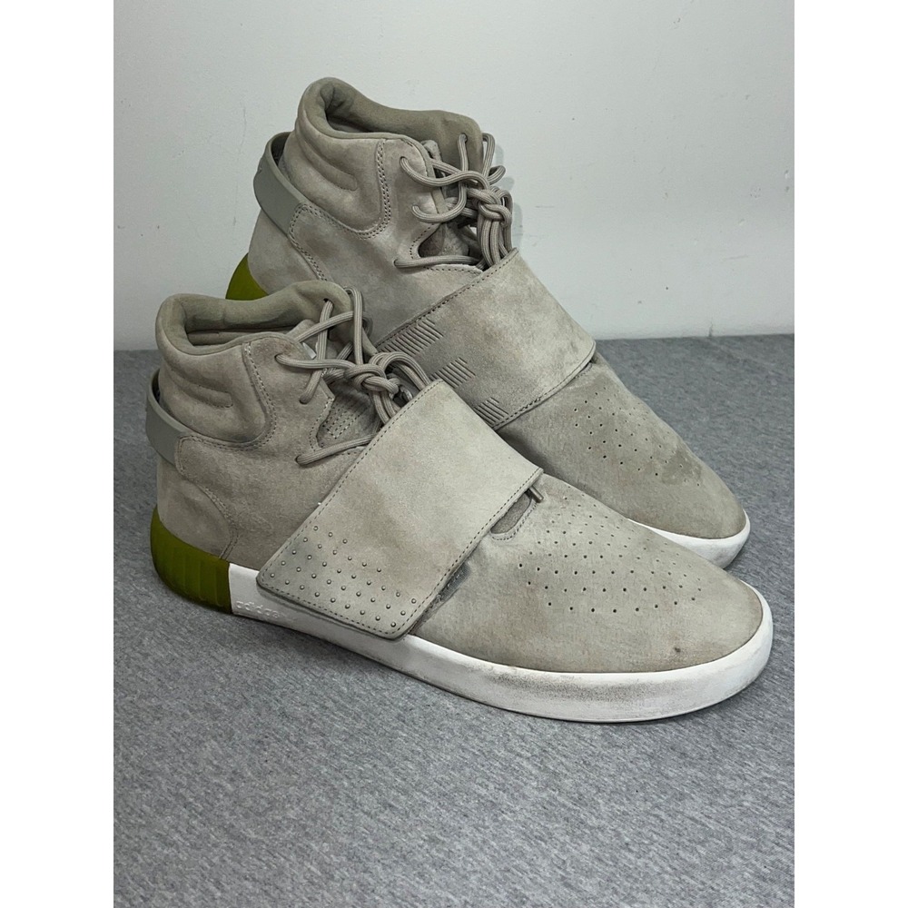 Adidas Tubular Invader Strap Sneakers Size 12 Beige Suede High-Top Mens Shoes